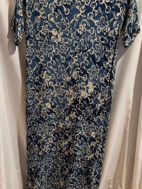 Vintage The Planet Blue Floral Rayon Midi Dress XL‎ Boho